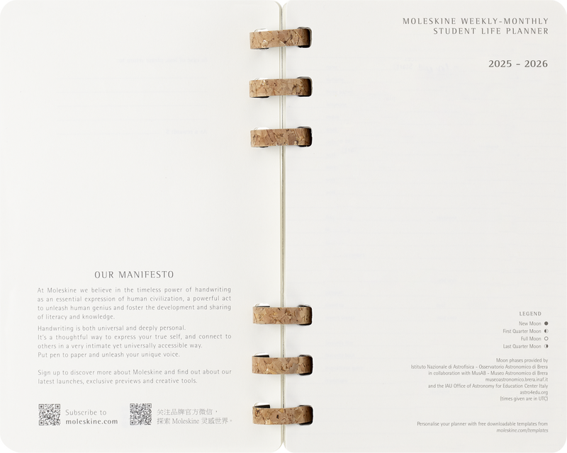 Agenda 12 Mesi Settimanale Moleskine Student Life Large con Copertina Morbida e Spirale Nero 2025/2026