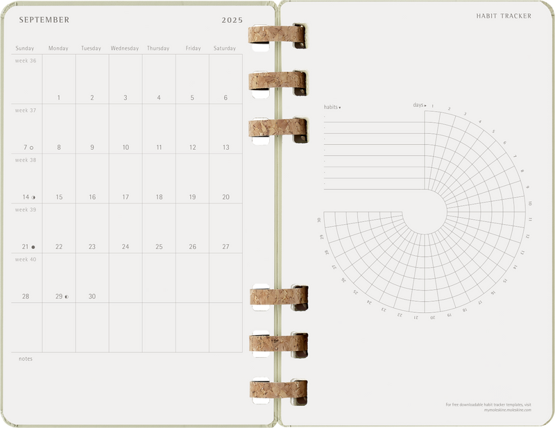 Agenda 12 Mesi Settimanale Moleskine Student Life Large con Copertina Rigida e Spirale Verde Kiwi 2025/2026