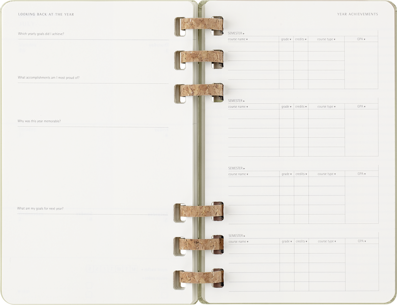 Agenda 12 Mesi Settimanale Moleskine Student Life Large con Copertina Rigida e Spirale Verde Kiwi 2025/2026