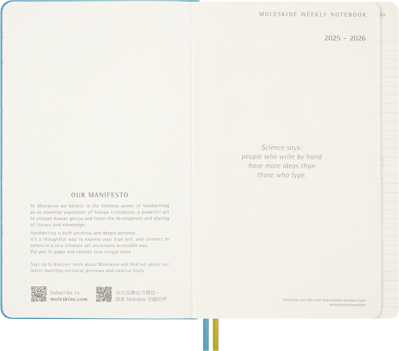 Agenda 18 Mesi Settimanale Moleskine Peanuts Blue Reef Large con Copertina Rigida 2026