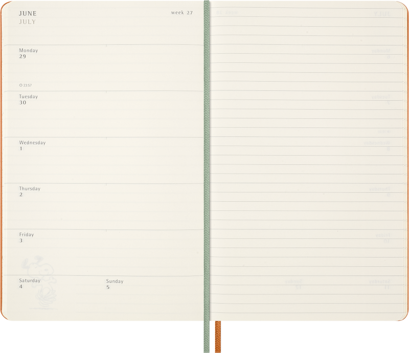 Agenda 12 Mesi Settimanale Moleskine Peanuts Snoopy Large con Copertina Rigida 2026