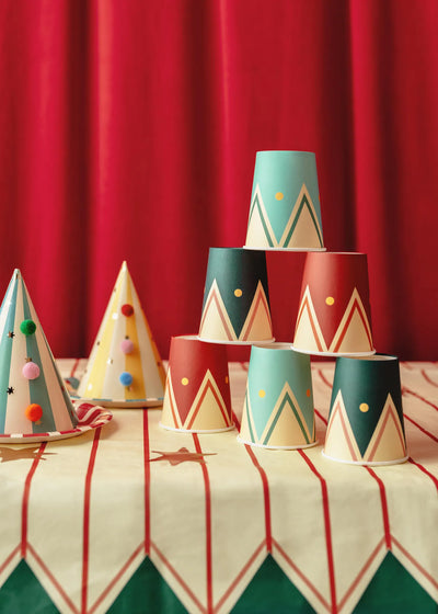 Bicchieri in Carta Circus a Righe Multicolor 220 ml - 6 pezzi