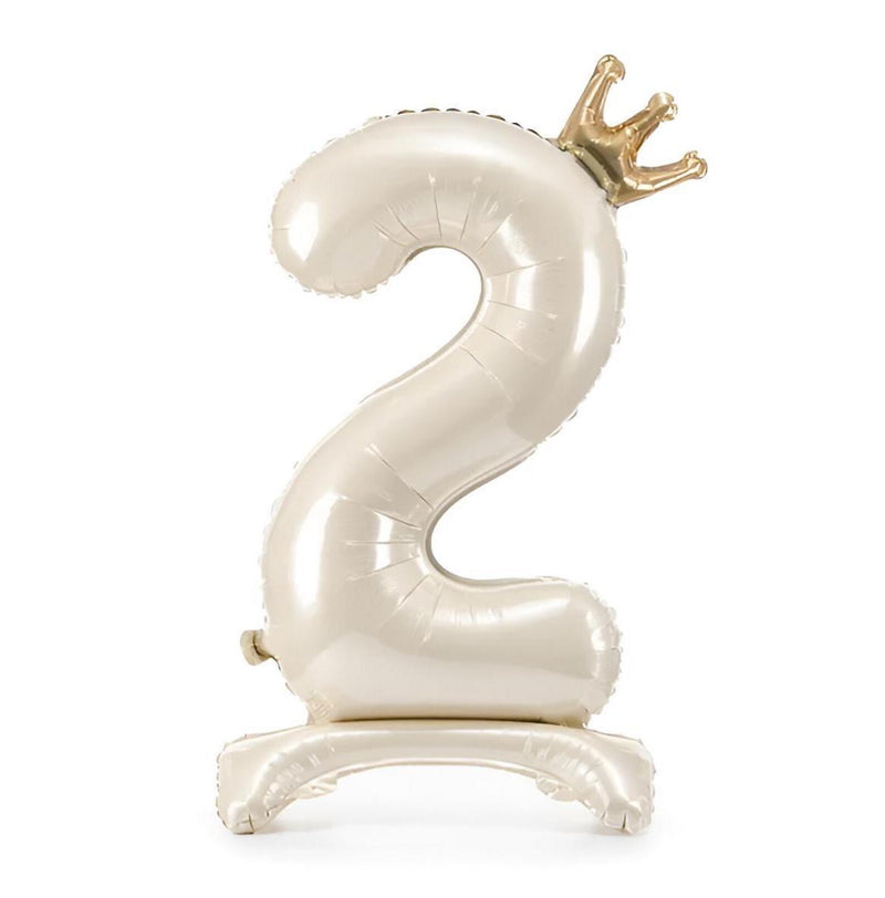 Palloncino in Foil Autoportante Gonfiabile ad Aria Crema Satinato 84 cm - Numero 2