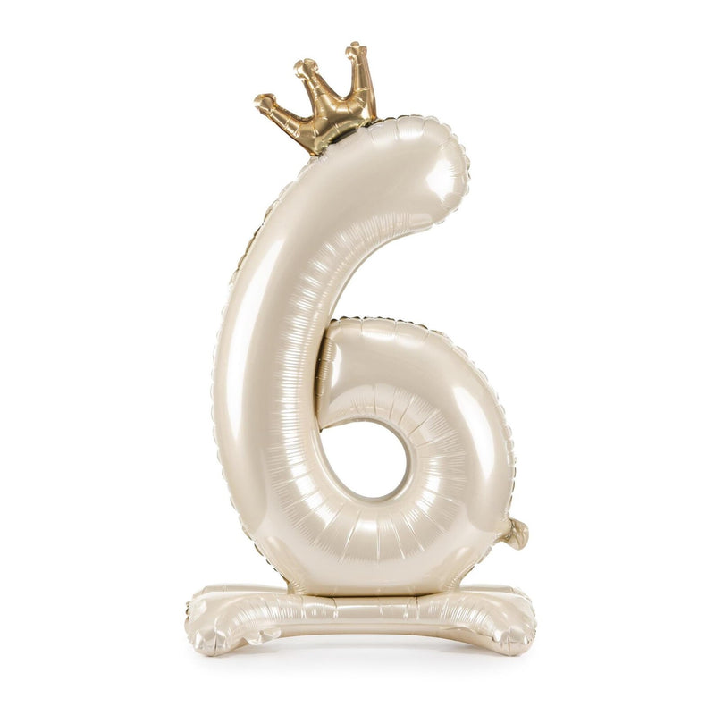 Palloncino in Foil Autoportante Gonfiabile ad Aria Crema Satinato 84 cm - Numero 6