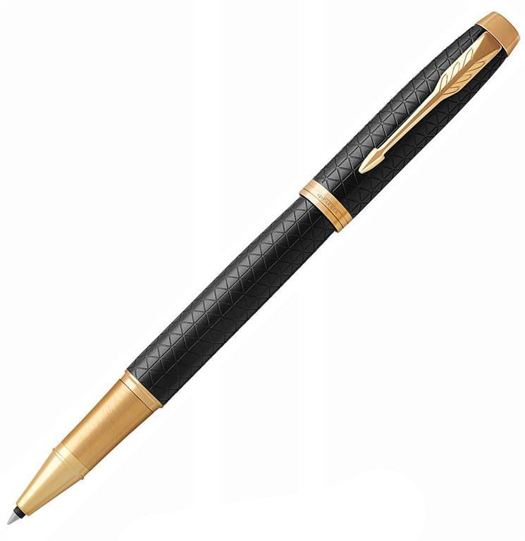 Penna Roller Parker IM Premium Black Gold GT In Metallo con Punta Fine e Inchiostro Nero