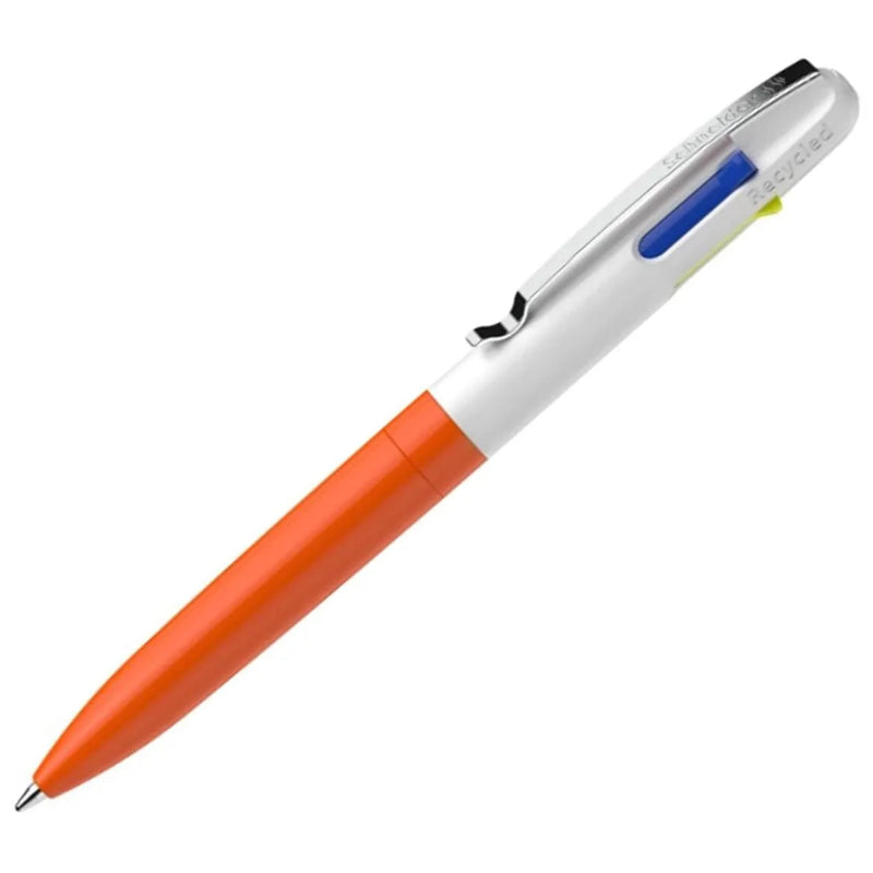 Penna a Sfera Schneider Take 4 a 4 Colori con Punta Media e Fusto Arancione Neon