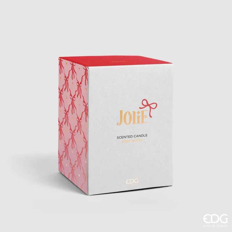 Candela Profumata Fiocco Rosa con Vaso 7 x 11 cm