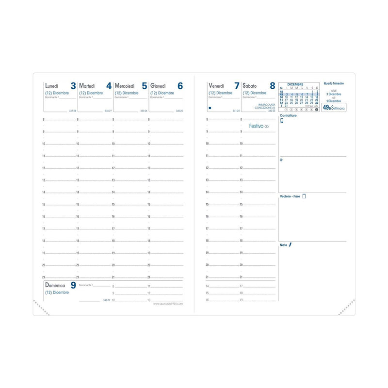 Refill 13 Mesi Settimanale Quo Vadis Affari 2026 con Carta Bianca 15 x 10 cm