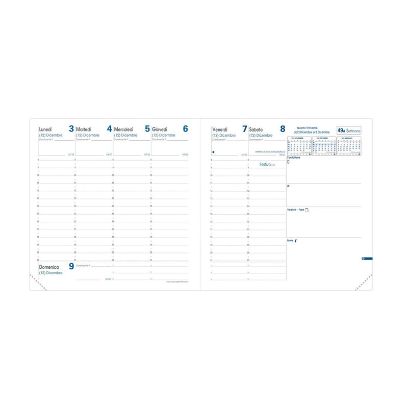 Agenda 13 Mesi Settimanale Quo Vadis Esecutivo Club 2026 Azzurro 16 x 16 cm