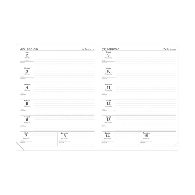 Agenda 12 Mesi Settimanale Orizzontale Professore Club 2025/2026 Rosso con 2 Settimane su 2 Pagine 21 x 27 cm