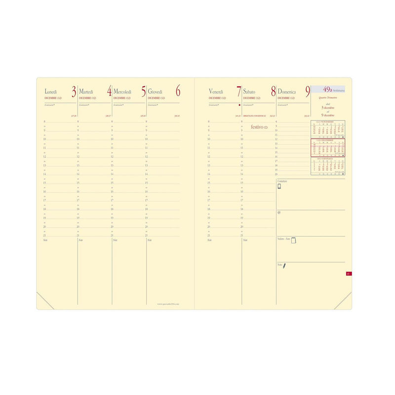 Refill Agenda 13 Mesi Settimanale Quo Vadis Ministro Prestige 2026 in Carta Avorio 16 x 24 cm