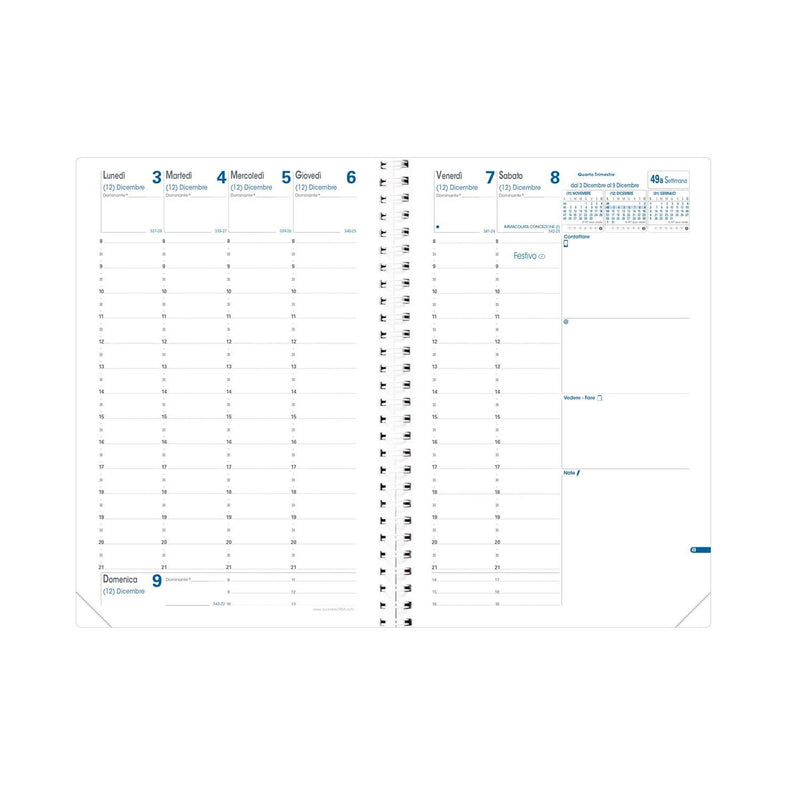 Refill 13 Mesi Settimanale Quo Vadis Ministro 2026 con Spirale 16 x 24 cm