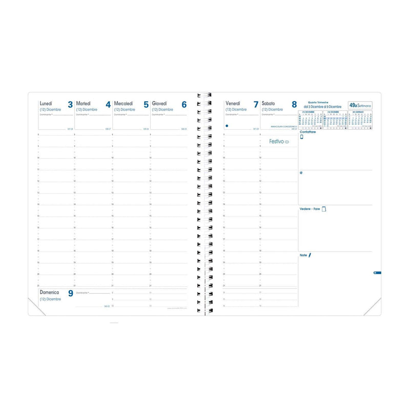 Refill 13 Mesi Settimanale Quo Vadis Presidente 2026 con Spirale 21 x 27 cm