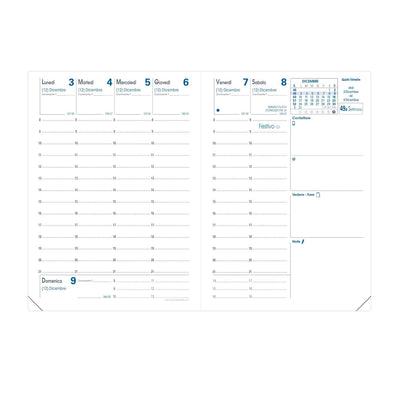 Agenda 13 Mesi Settimanale Quo Vadis Rigiro Club 2026 Nero 9 x 12,5 cm