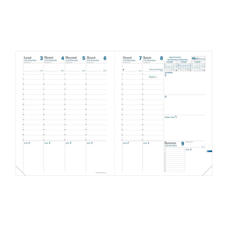 Refill Agenda 13 Mesi Settimanale Quo Vadis Trinote 2026 con Taglio Dorato 18 x 24 cm
