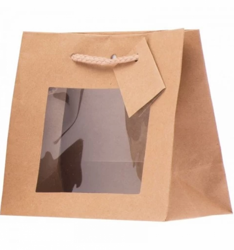 Borsa Kraft Avana con Vetrina 16 x 8 x 14 cm