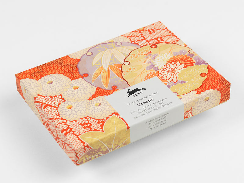 Set per Corrispondenza Pepin Kimono con Carta da Lettere A5, Buste e Stickers - 108 pezzi