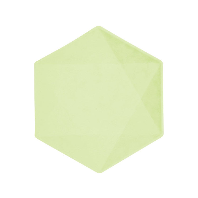Piatto Piano Biocompostabile Esagonale Verde Chiaro 21 x 18 cm - 6 pezzi