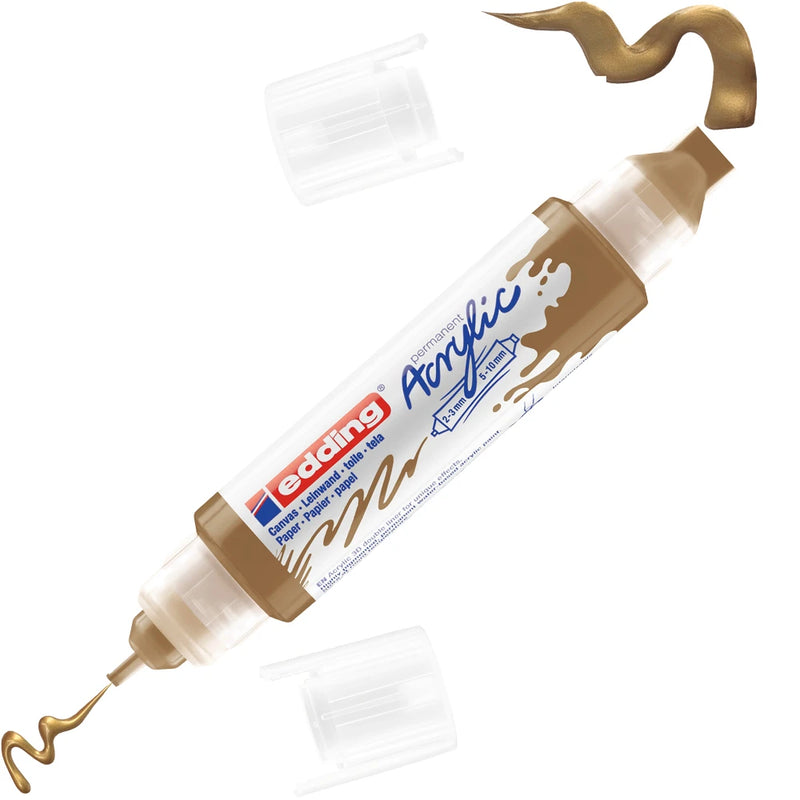 Pennarello Marcatore Acrilico Edding 5400 a Doppia Punta 2-3 mm / 5-10 mm Oro Prezioso