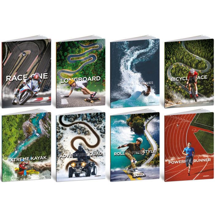 Quaderno Maxi ad Alta Foliazione Sport Track 80 gr / 20 Fogli / 1 Rigo - 10 pezzi