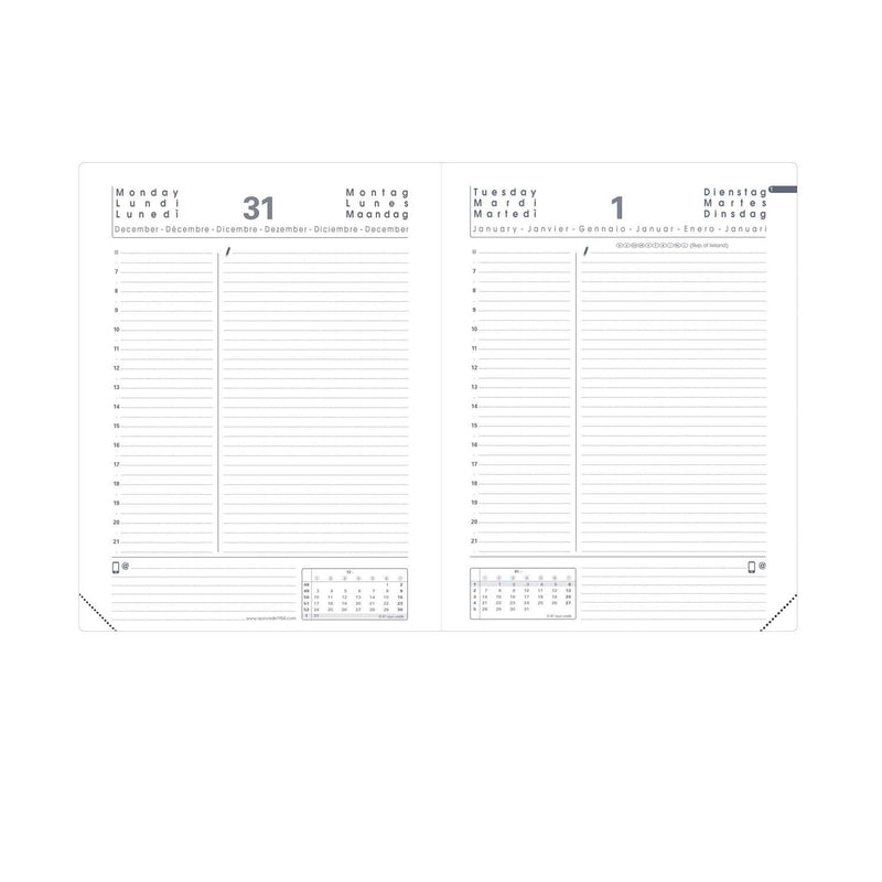 Refill Agenda 12 Mesi Giornaliera Quo Vadis ABP 2 2026 in Carta Bianca 12 x 17 cm