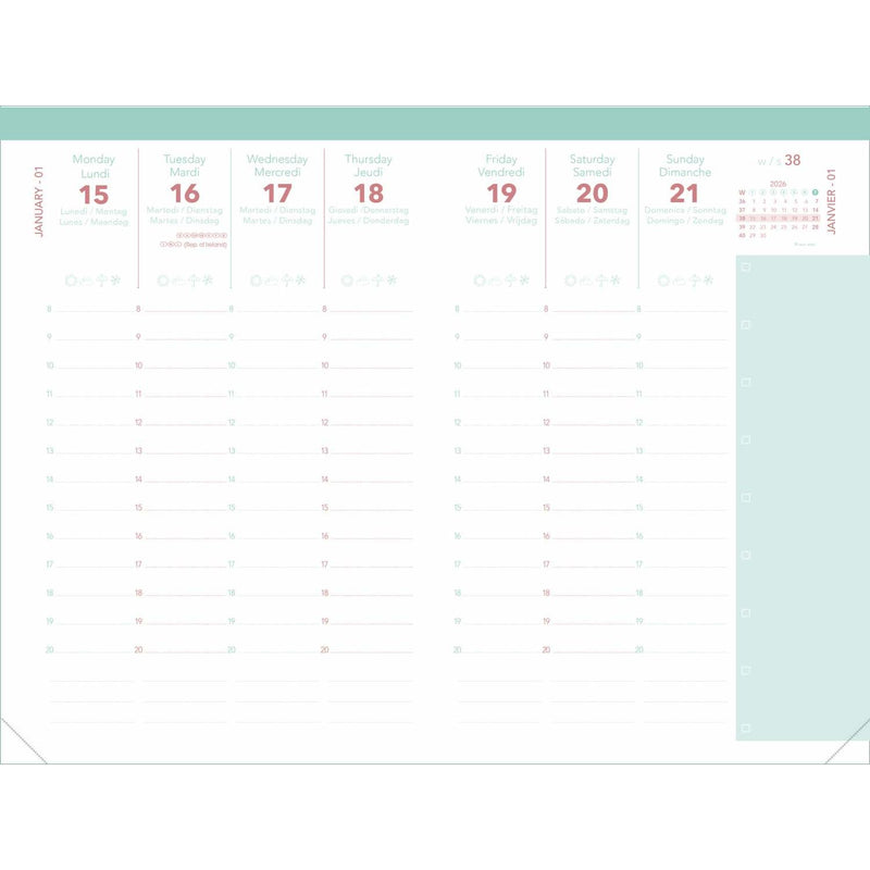 Agenda 13 Mesi Settimanale Quo Vadis Ministro Calypso 2026 Verde 16 x 24 cm