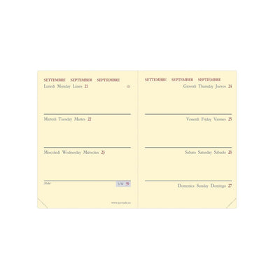 Agenda 12 Mesi Settimanale Orizzontale Quo Vadis Miniweek Prestige Marlow 2026 Bordeaux con Carta Avorio 7 x 10 cm