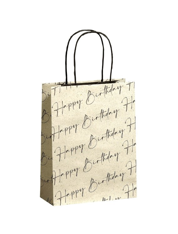 Borsa Carta Erba con Stampa Birthday Wishes 18 x 8 x 24 cm