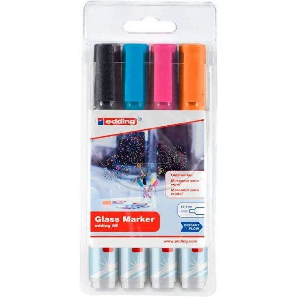 Pennarello Marcatore Edding Class Marker 95 per Vetro a Punta Fine 1,5-3 mm - 4 pezzi
