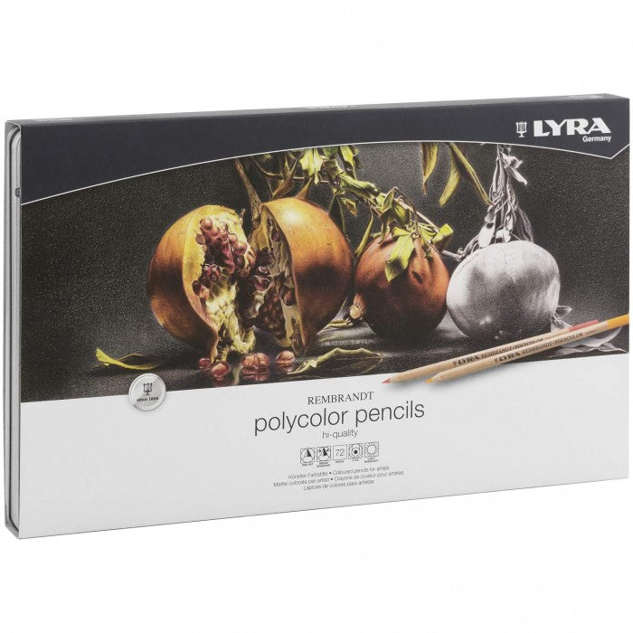 Matite Colorate Rembrant Lyra Polycolor con Cofanetto in Metallo - 72 pezzi