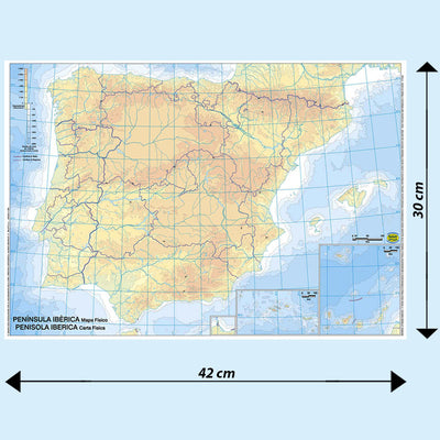 Cartina Scolastica Muta Penisola Iberica Fisica e Politica Double Face A3