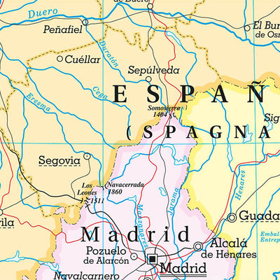 Cartina da Muro Penisola Iberica Fisica e Politica Double Fase  99 x 132 cm
