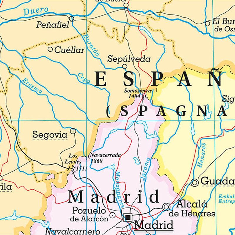Cartina da Muro Penisola Iberica Fisica e Politica Double Fase  99 x 132 cm