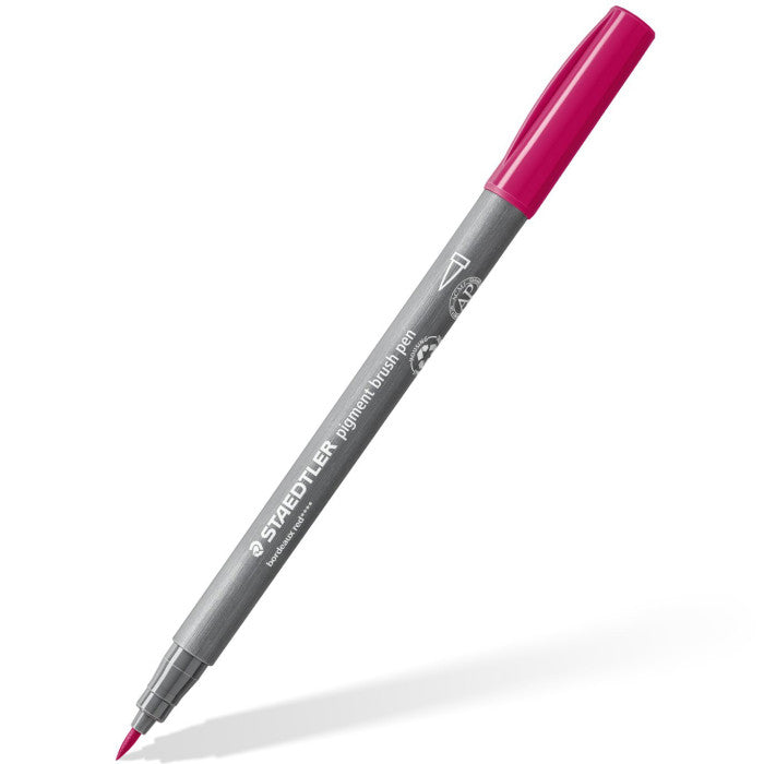 Pennarelli Pigment Arts Staedtler 371 Basic Colours con Punta a Pennello Medio Rigida - 12 pezzi