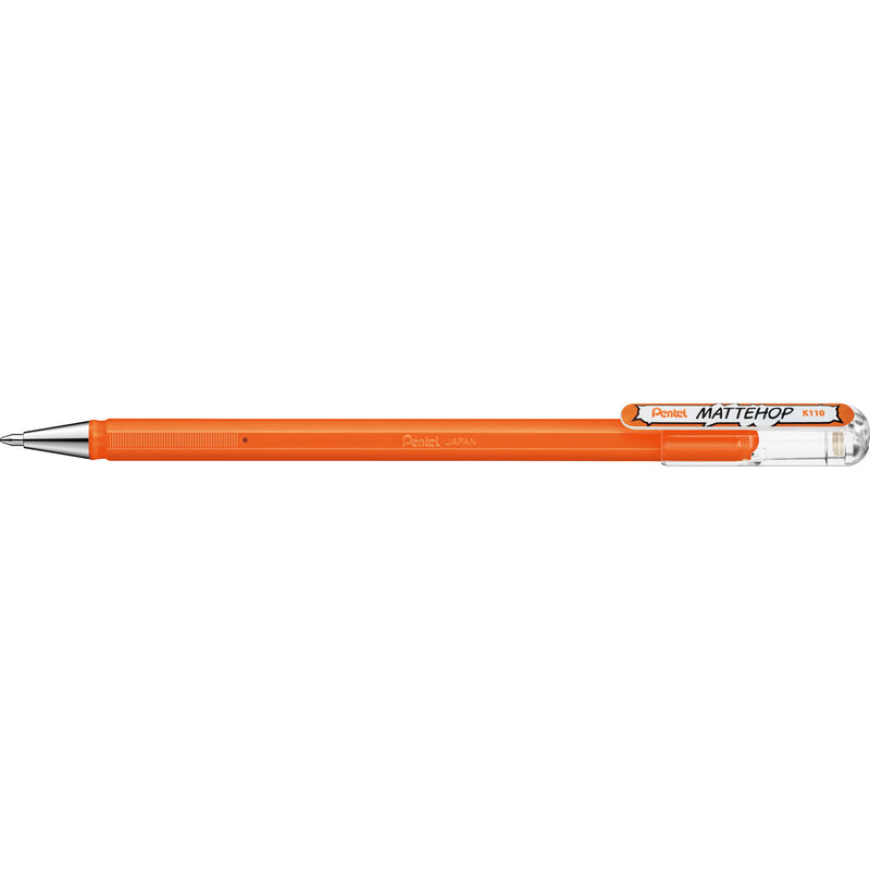 Penna Roller a Gel Pentel Hybrid Mattehop con Inchiostro Arancio con Finitura Opaca