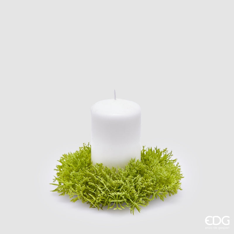 Porta Candele Corona di Muschio Verde 13 cm