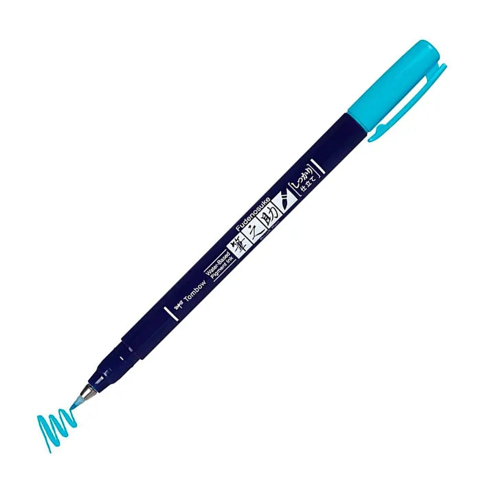 Pennarello Marker Calligrafico Tombow Fudenosuke Fluo Azzurro