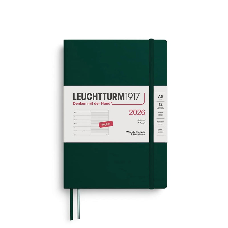 Agenda 12 Mesi Settimanale Leuchtturm1917 & Taccuino Medium A5 con Copertina Morbida Forest Green 2026