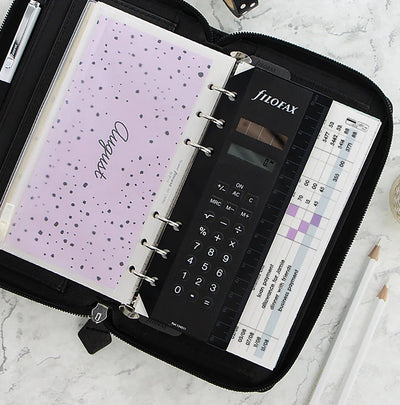 Organizer Filofax Saffiano Personal Compact Nero con Planner Annuale non Datato