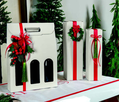 Scatola Gift Maxi Porta 2 Bottiglia Fibra Bianco 340 x 200 x 100 mm