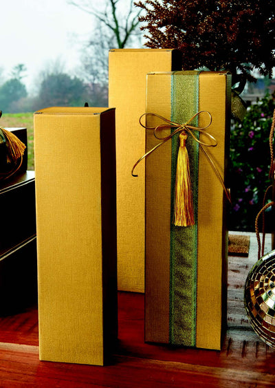 Scatola Gift Maxi Porta Bottiglia Champagne Fibra Oro 340 x 100 x 100 mm