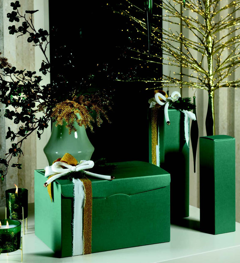 Scatola Cantinetta Porta Bottiglia Stesa Fibra Verde 340 x 90 x 90 mm