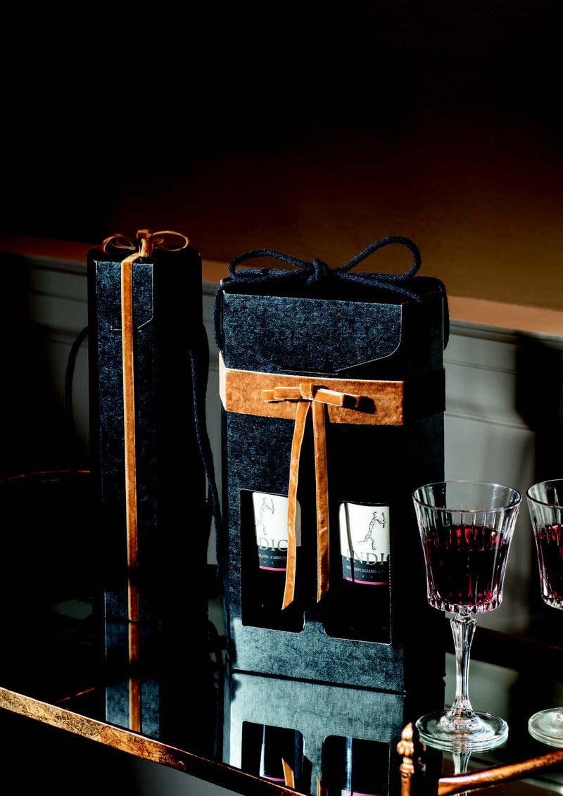 Scatola Gift Maxi Porta Bottiglia Champagne Seta Nero 340 x 100 x 100 mm