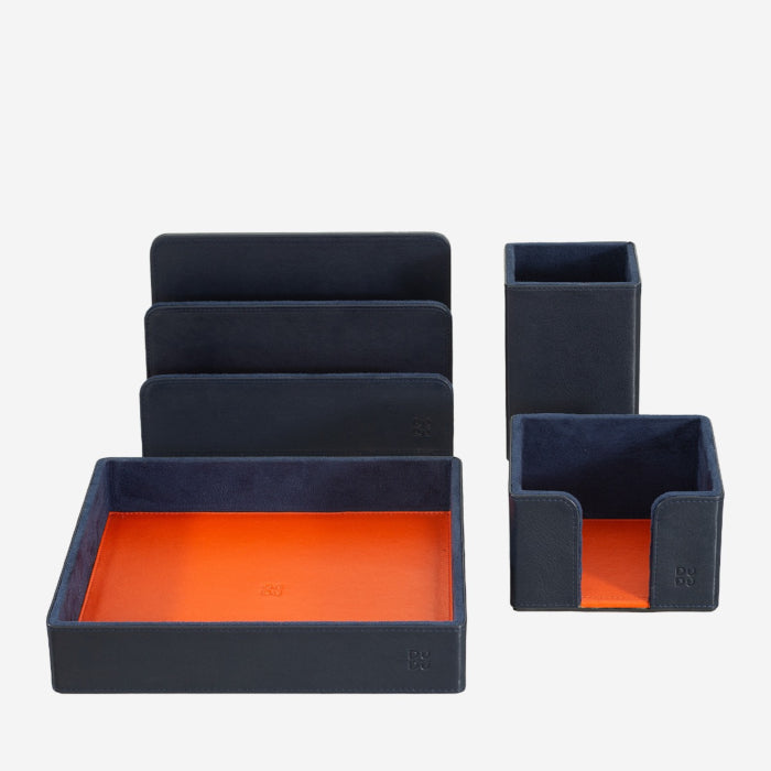 Set da Scrivania in Pelle Colorful Desk Set Navy - 4 pezzi