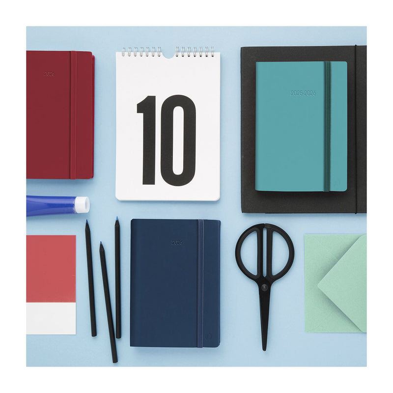 Agenda 12 Mesi Scolastica Giornaliera Quo Vadis EuroTextAgenda Silk 2025/2026 Blu con Elastico 12 x 17 cm