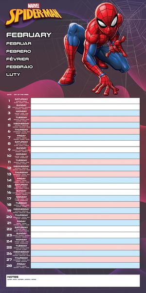 Calendario 2025 Family Planner Spiderman 30 x 30 cm