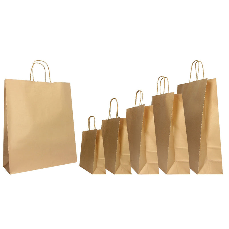 Borse in Carta Kraft Stampata Oro 26 x 11 x 35 cm - 25 pezzi