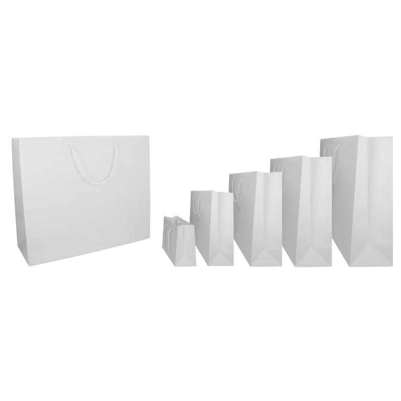Borse in Carta Stampata Premium Bianco 20 x 10 x 18 cm - 10 pezzi