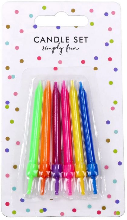 Candeline Compleanno Multicolor Colori Forti 6,5 cm - 6 pezzi