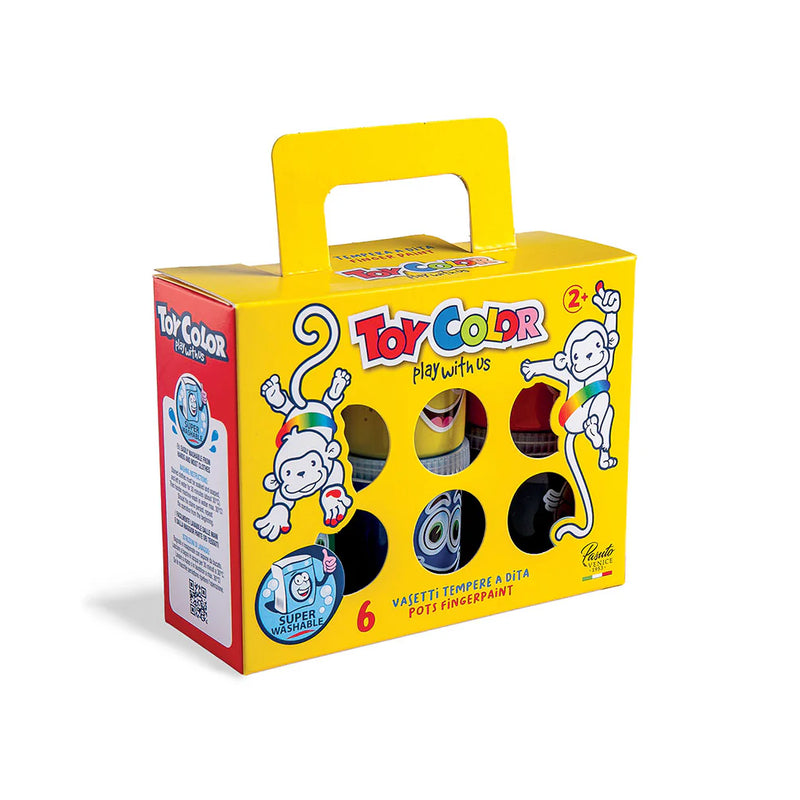 Valigetta Toycolor con Tempere a Dita Superlavabili - 6 pezzi da 80 ml